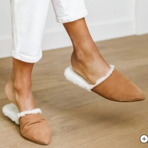 Jenni Kayne Suede Shearling Mules Flats Size 11 41 Italy